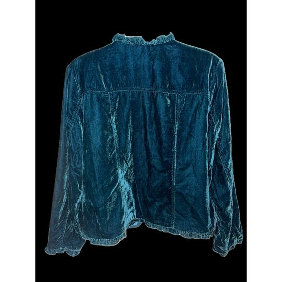 Vintage Chadwick's Teal Crushed Velvet Shacket Sz 14 EUC - Picture 2 of 3